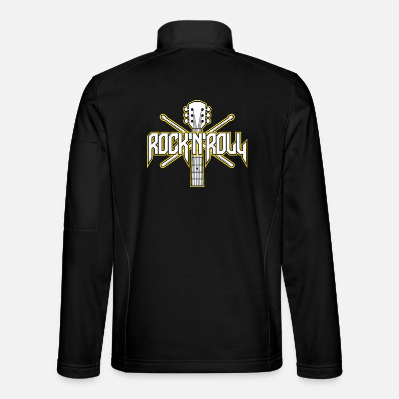 RockNroll Guitar and Drumsticks Emblem - Unisex Softshell Jacket - black