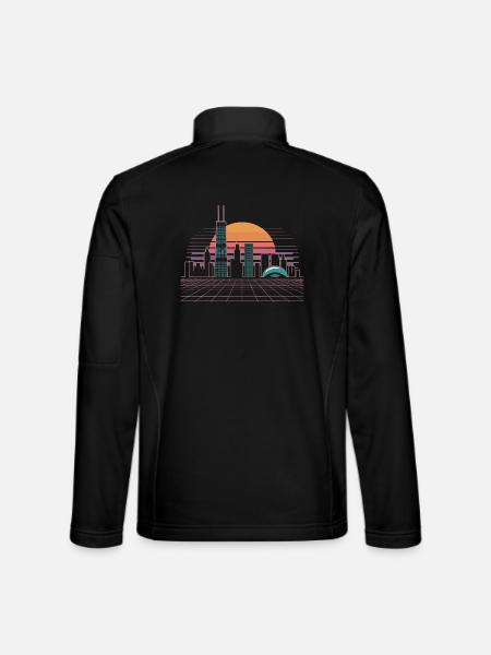Neon Skyline Sunset - Unisex Softshell Jacket - black