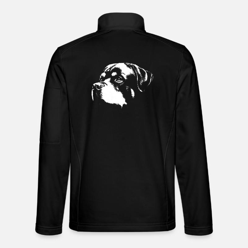 Dog Rott Silhouette Black White - Unisex Softshell Jacket - black