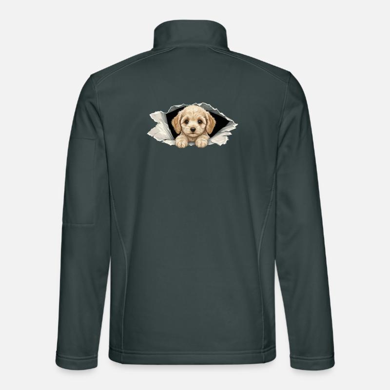 Cockapoo Spieur Mignon, papier déchiré par un Goldendoodle Veste en tissu softshell Unisexe