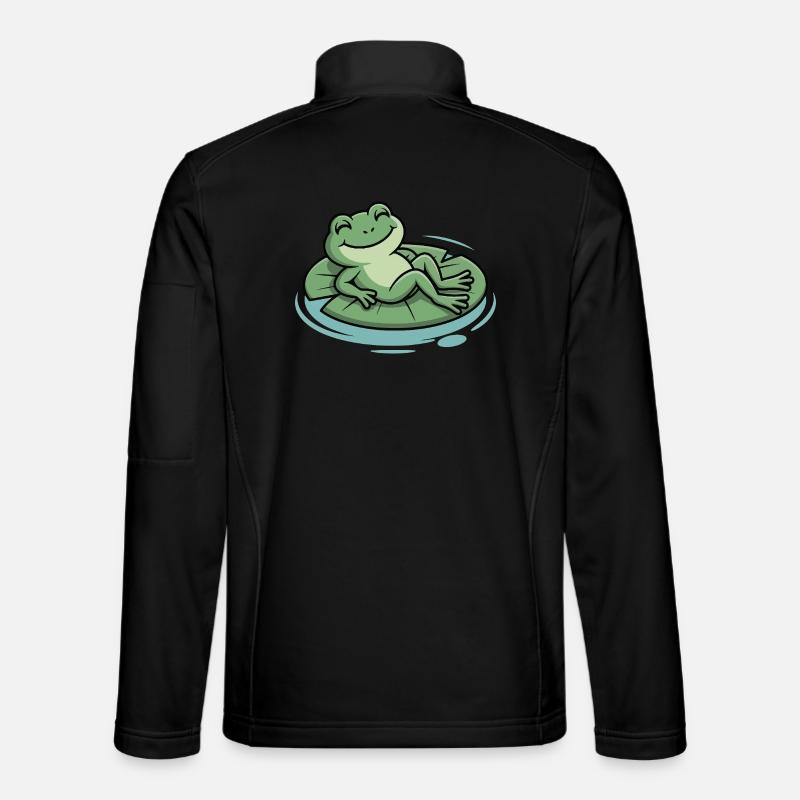 Chill frog on leaf pillow - Unisex Softshell Jacket - black