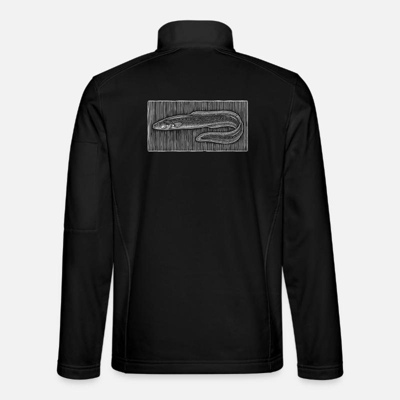Gravure vintage d’anguille – Design classique du pêcheur Veste en tissu softshell Unisexe