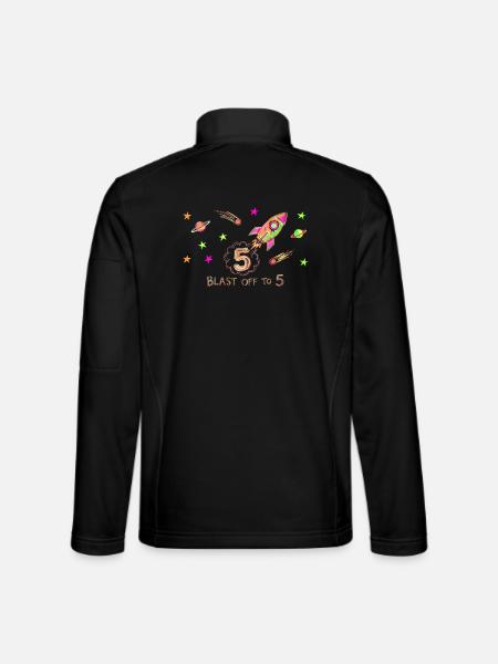 Blast Off To 5 Rocket Drawing - Unisex Softshell Jacket - black