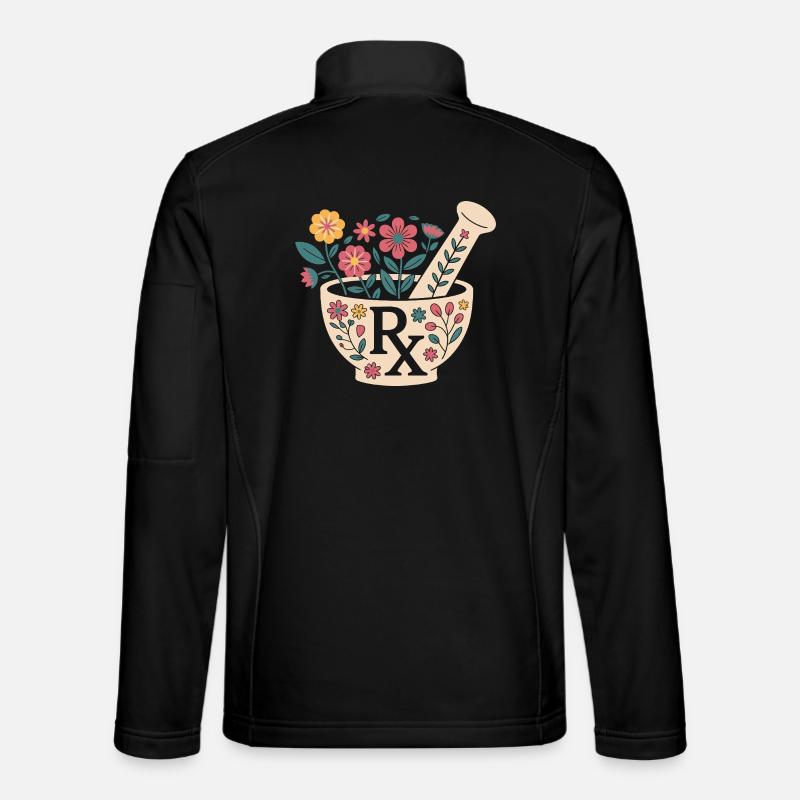 Blütenmörser Kräuterdesign - Unisex Softshelljacke - Schwarz