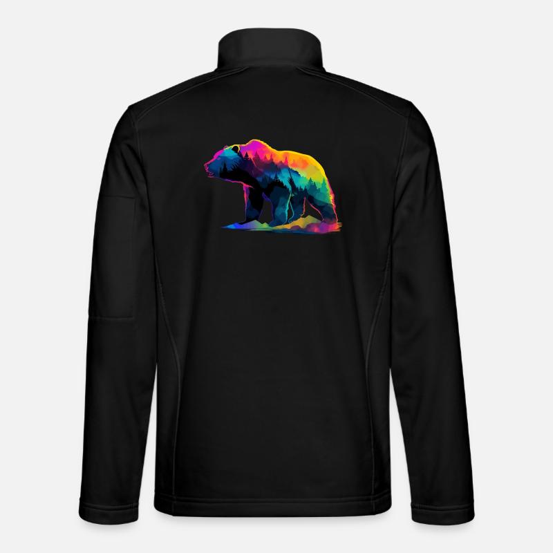 Bear In The Mountains  - Unisex Softshell Jacket - black