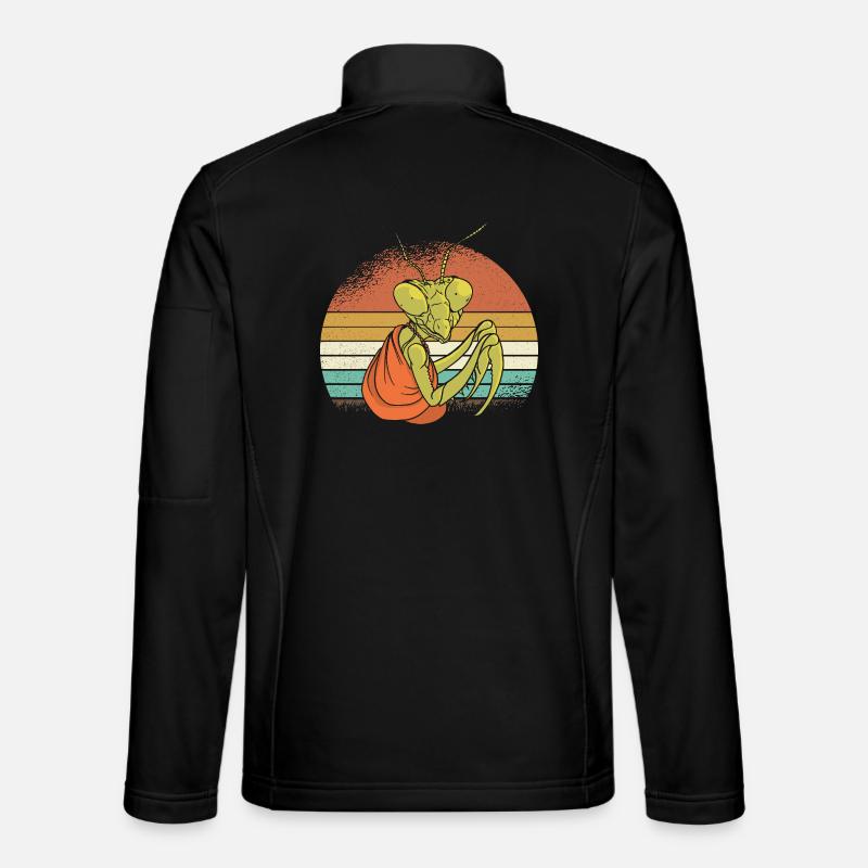 Mantis dans un coucher de soleil rétro Veste en tissu softshell Unisexe
