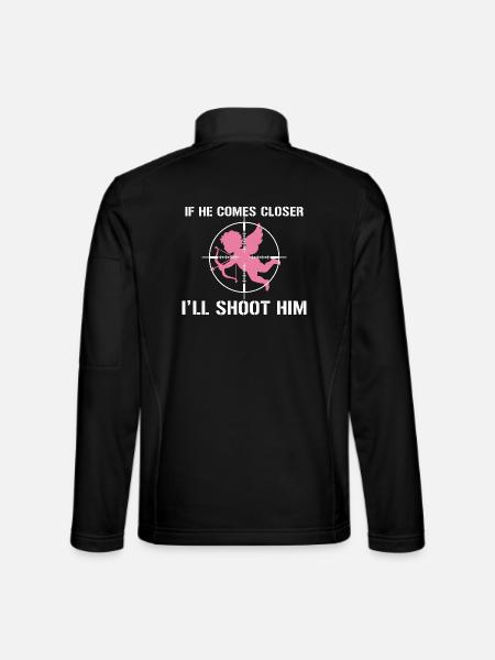 Anti-Valentinstag – Cupid im Fadenkreuz - Unisex Softshelljacke - Schwarz - Hinten