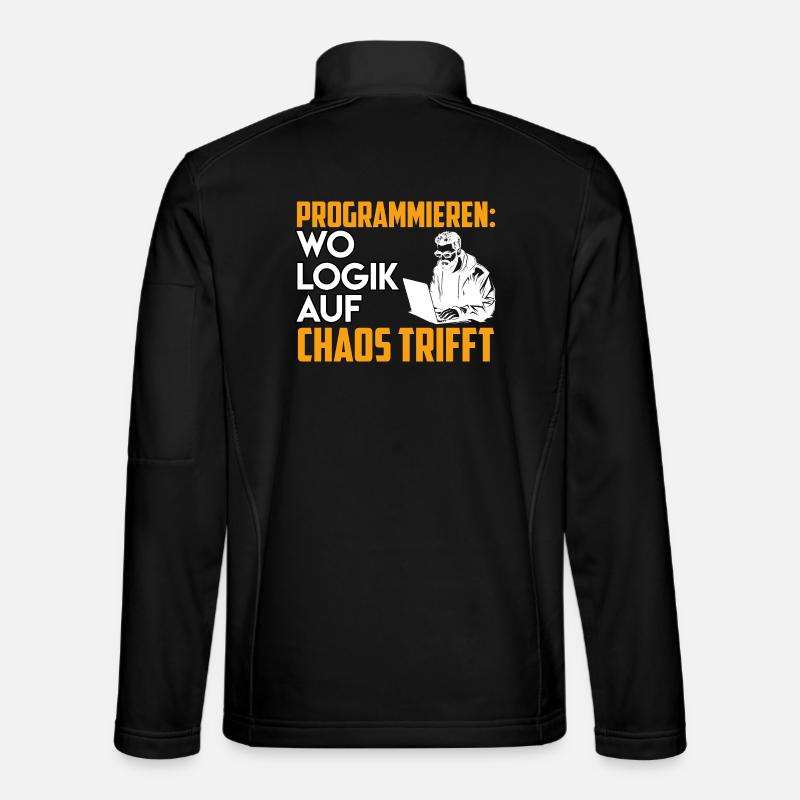 PROGRAMMING WHERE LOGIC MEETS CHAOS Funny - Unisex Softshell Jacket - black