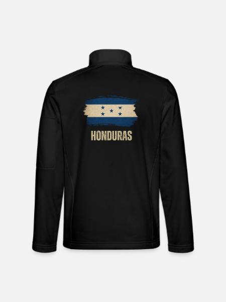 Drapeau du grunge hondurais, j’adore le Honduras - Veste en tissu softshell Unisexe - noir - Dos