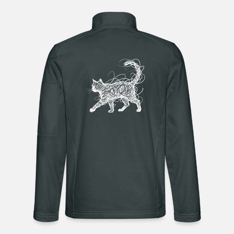 Minimalistisches Scribble Katze Line Art Japanisch Unisex Softshelljacke