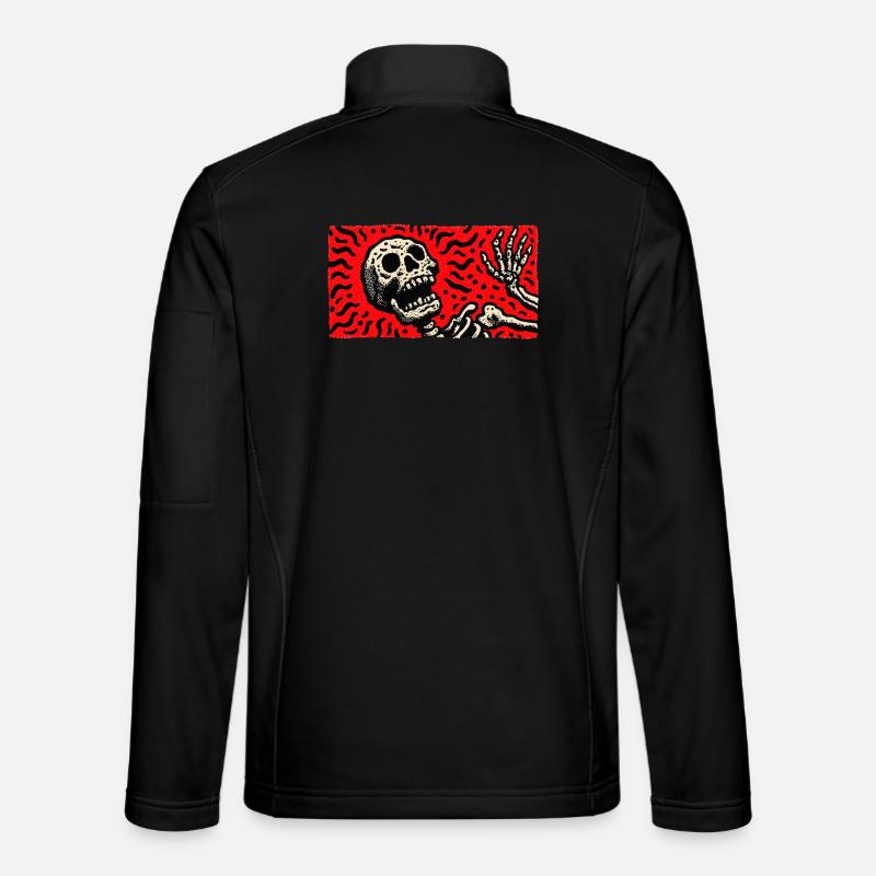 Skeleton in blood red retro print - Unisex Softshell Jacket - black