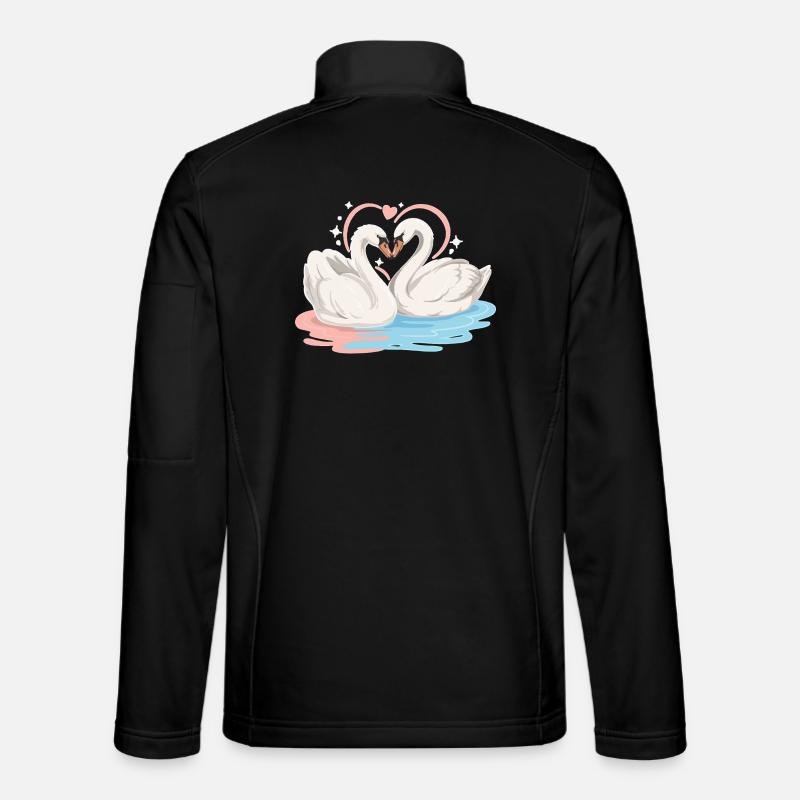 Swan heart in water couple - Unisex Softshell Jacket - black