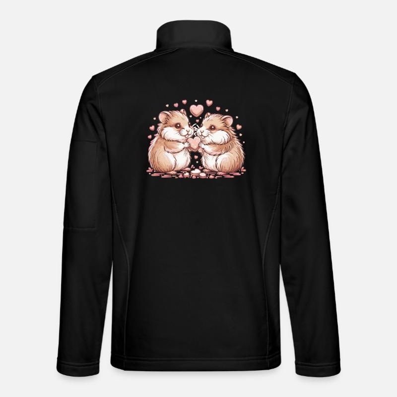 Cuddly Heart Hamster Duo - Unisex Softshell Jacket - black