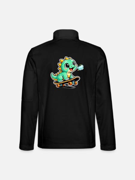 Green Dino Skateboard Hero - Unisex Softshell Jacket - black