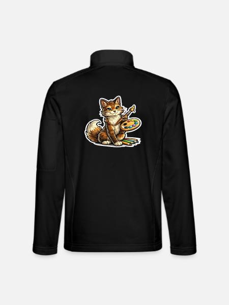 Cat Artist Brush Poetry - Unisex Softshell Jacket - black