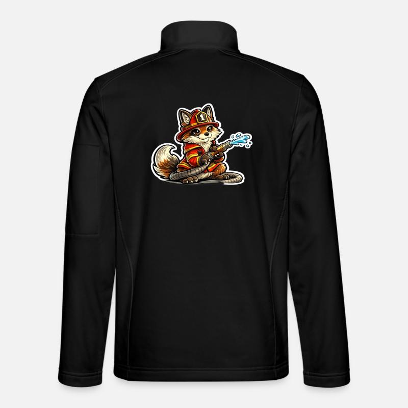 Fox firefighter hero in action - Unisex Softshell Jacket - black