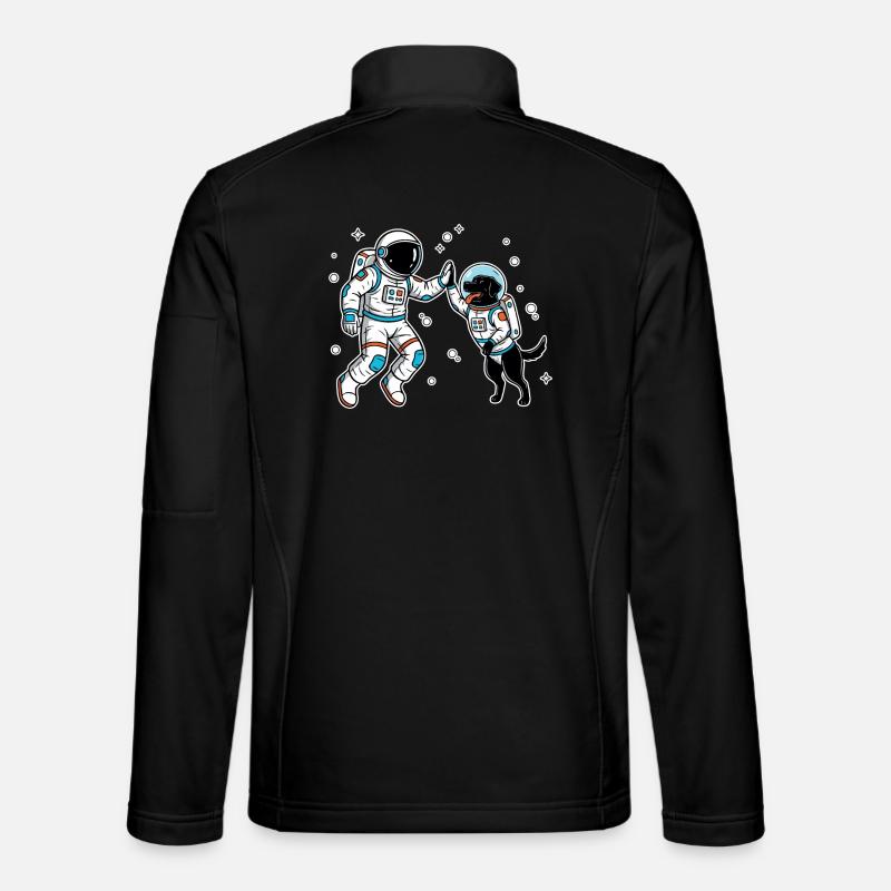 Astronaute Chien Labrador Noir High Five Espace Veste en tissu softshell Unisexe