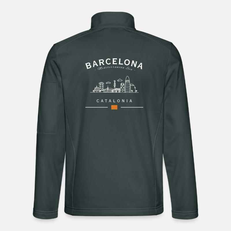 Silhouette de la Catalogne de la Skyline de Barcelone Veste en tissu softshell Unisexe
