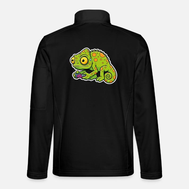 Chameleon Gamer Controller Videospiel-Maskottchen - Unisex Softshelljacke - Schwarz