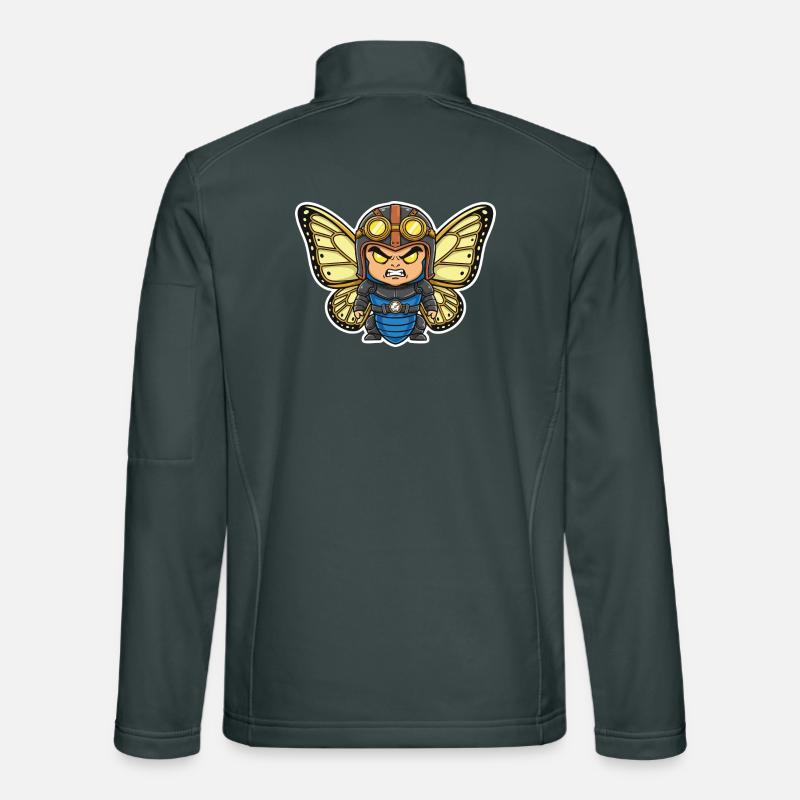 Papillon Aviateur Steampunk Armure Bleue Veste en tissu softshell Unisexe