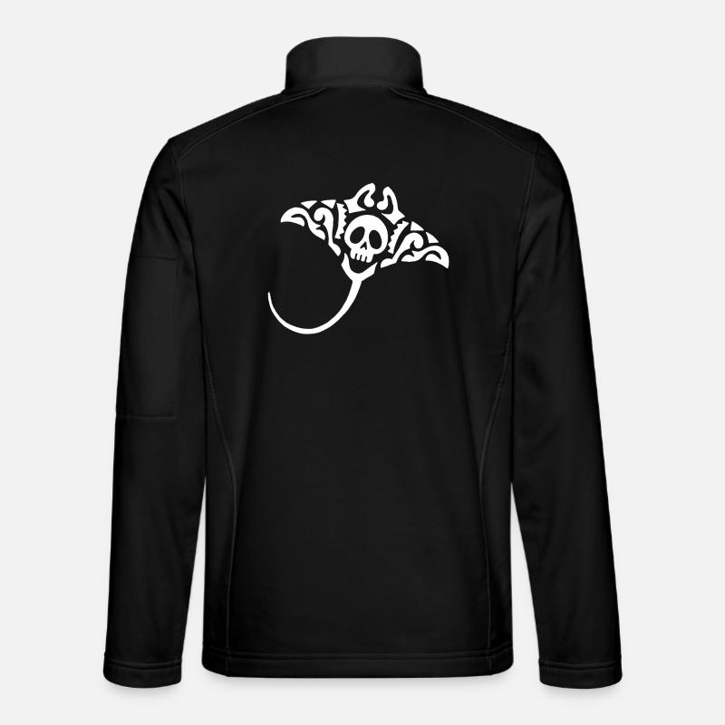 Manta ray and skull (white) - Unisex Softshell Jacket - black