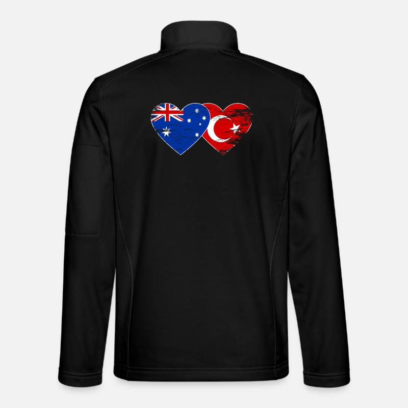 Australia Turkey Flag Heart used - Unisex Softshell Jacket - black