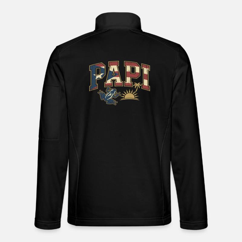 Papi Puerto Rico Flag - Unisex Softshell Jacket - black