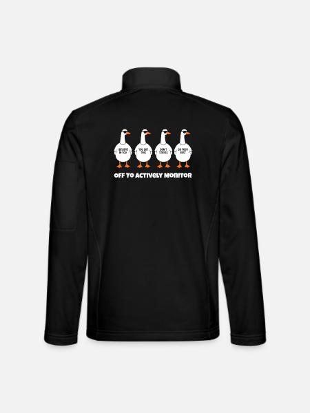 Four funny ducks in single file - Unisex Softshell Jacket - black