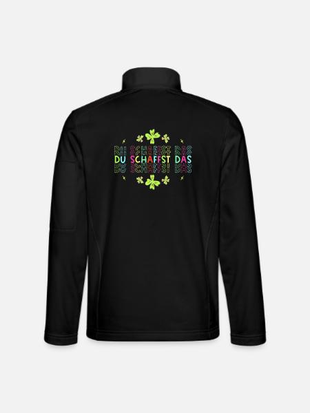 Du schaffst das! Glücksbringer Glücksklee neon - Unisex Softshelljacke - Schwarz - Hinten