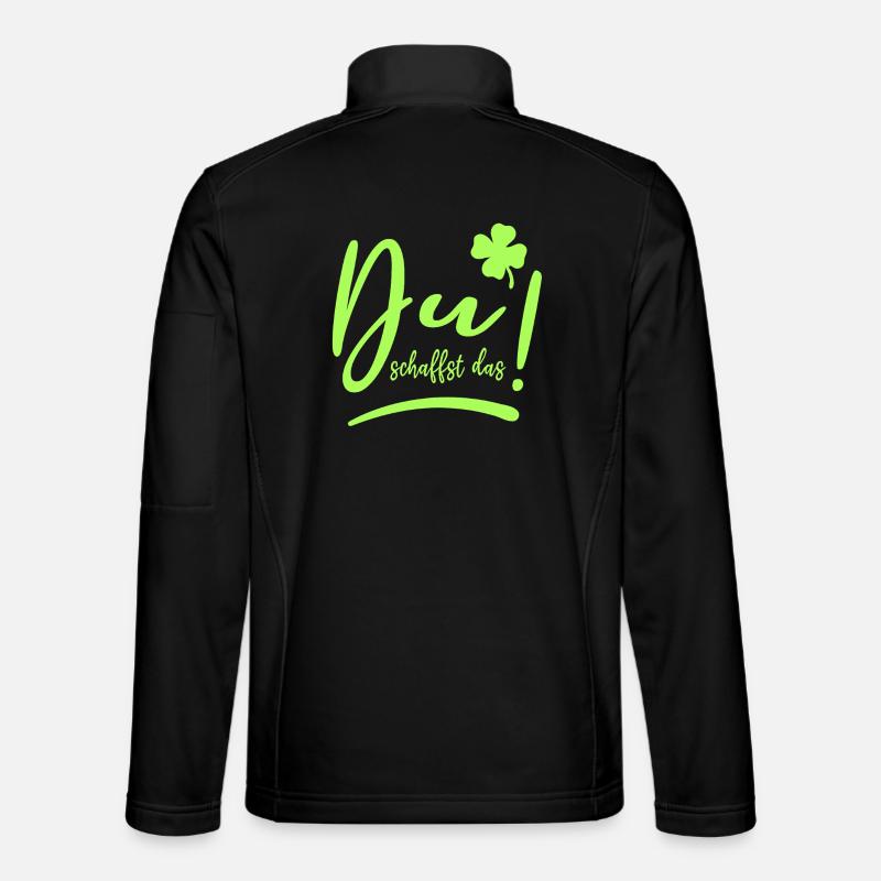 Du schaffst das! Glücksbringer Mutmacher neon - Unisex Softshelljacke - Schwarz