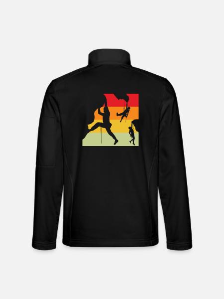 Retro Sunset Climber Silhouettes - Unisex Softshell Jacket - black - Back