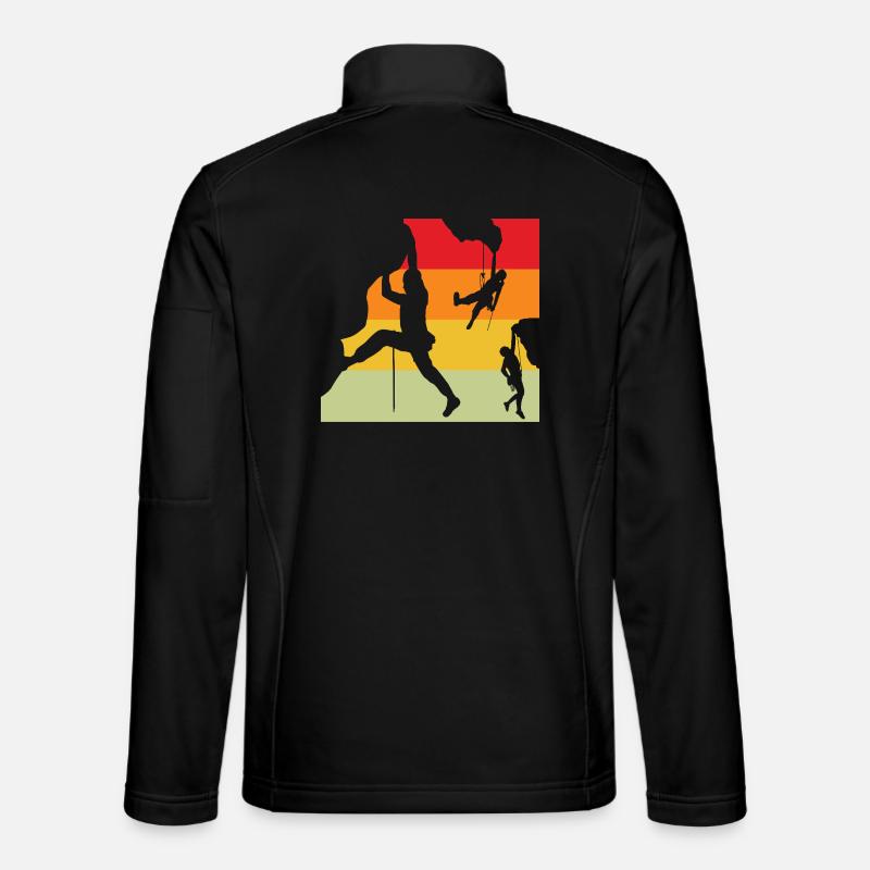 Retro Sonnenuntergang Kletterer Silhouetten - Unisex Softshelljacke - Schwarz