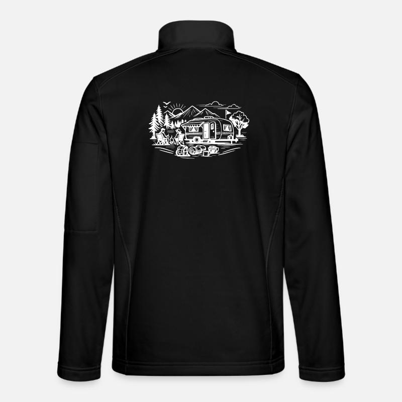 Camping Trailer Landscape - Unisex Softshell Jacket - black
