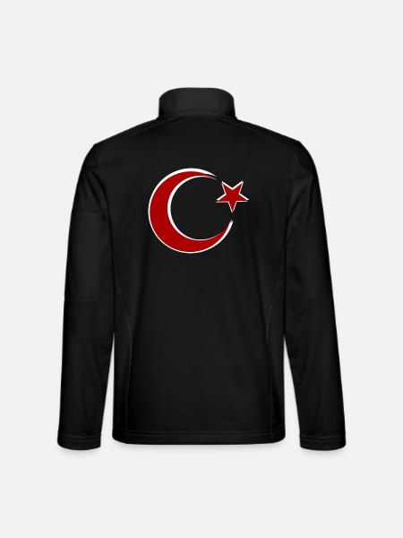 Red Moon Star Motif Turkey - Unisex Softshell Jacket - black