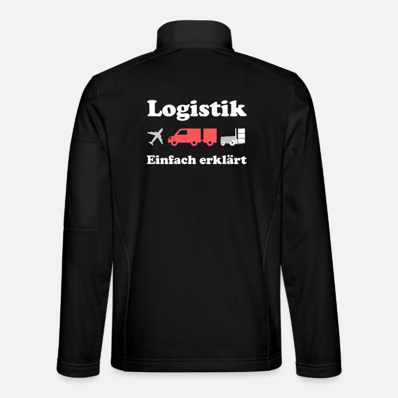 Logistik Design: Flugzeug, Lkw, Fracht - Unisex Softshelljacke - Schwarz