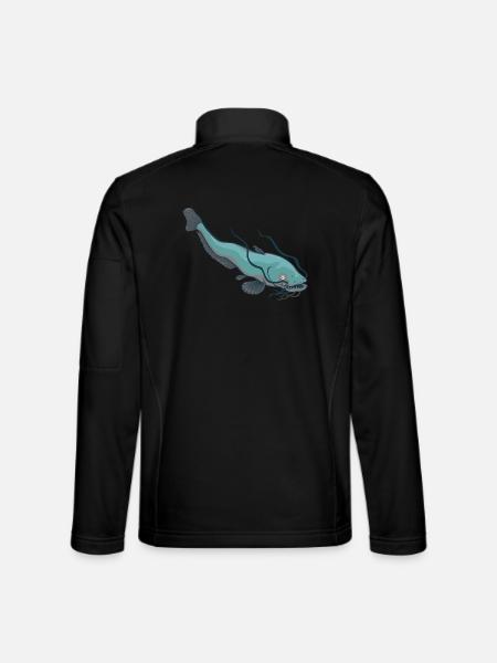 large catfish catfish fish lake pond cool bathing - Unisex Softshell Jacket - black - Back