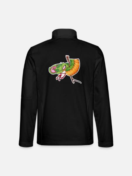 Flame Snake mit Grün, Orange, Schwanz - Unisex Softshelljacke - Schwarz - Hinten