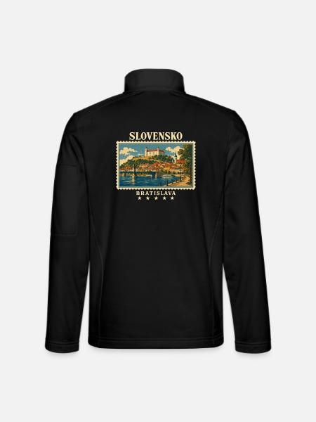 Slowakei Bratislava Vintage Reisemarke - Unisex Softshelljacke - Schwarz - Hinten