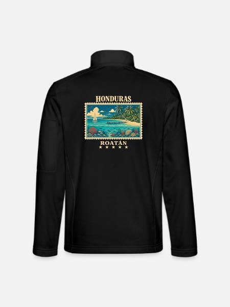 Honduras Roatán Vintage Reisemarke - Unisex Softshelljacke - Schwarz - Hinten