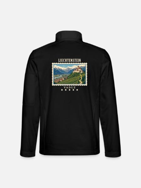 Liechtenstein Vaduz Vintage Reisemarke - Unisex Softshelljacke - Schwarz - Hinten