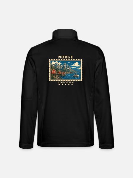 Norwegen Lofoten Vintage Reisemarke - Unisex Softshelljacke - Schwarz - Hinten