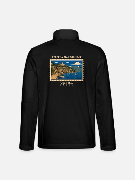 Nordmazedonien Ohrid Vintage Reisemarke - Unisex Softshelljacke - Schwarz - Hinten