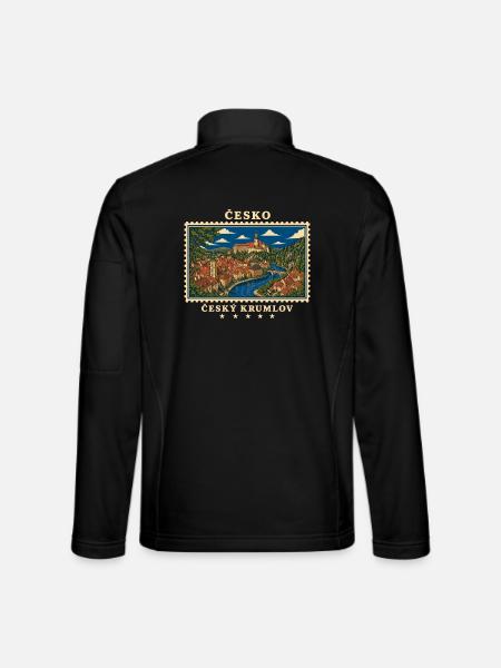 Tschechien Český Krumlov Vintage Reisemarke - Unisex Softshelljacke - Schwarz - Hinten