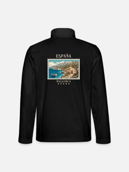 Spanien Mallorca Vintage Reisemarke - Unisex Softshelljacke - Schwarz - Hinten