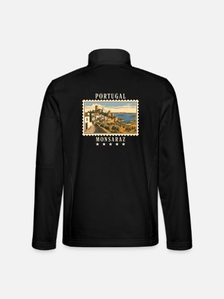 Portugal Monsaraz Vintage Reisemarke - Unisex Softshelljacke - Schwarz - Hinten