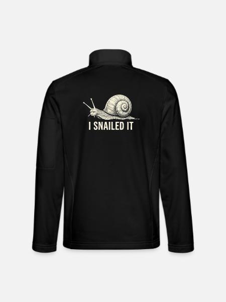 I Snailed It Cartoon Snail Tee - Unisex Softshell Jacket - black - Back