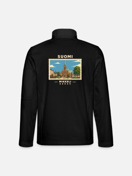 Suomi Mikkeli Vintage Reisemarke - Unisex Softshelljacke - Schwarz - Hinten