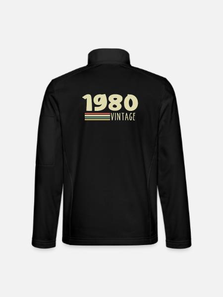 1980-Anniversaire-1980-retro-1980 - Veste en tissu softshell Unisexe - noir - Dos
