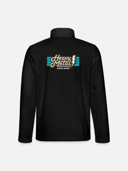 Retro Heavy Metal Badge with Lightning - Unisex Softshell Jacket - black - Back