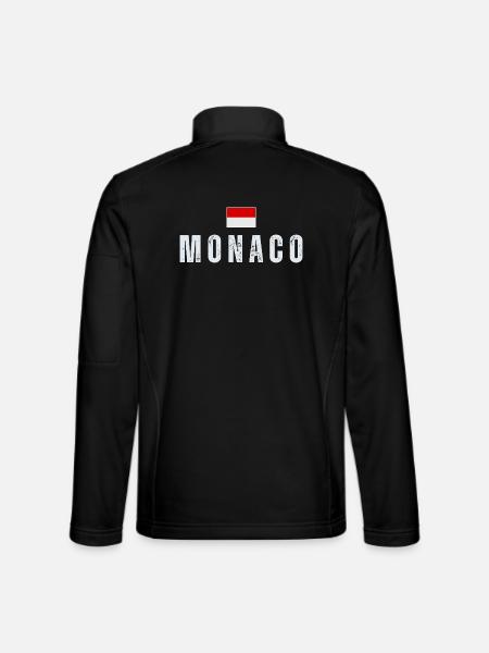 Monaco-Flagge, monegassischer Stolz - Unisex Softshelljacke - Schwarz - Hinten